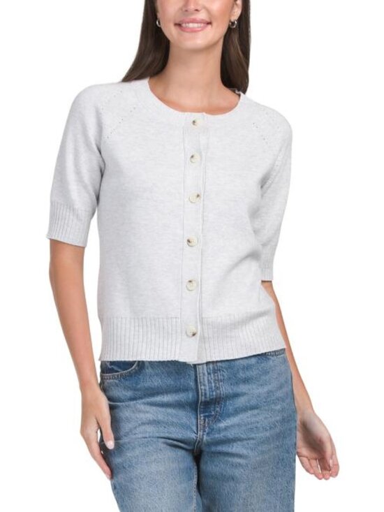 Cyrus Sweaters - CYRUS Short Sleeve Button Front Cardigan